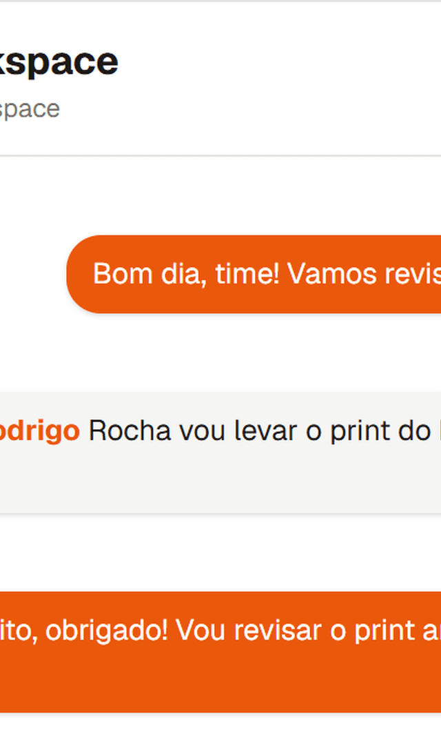 Chat do Workspace do Lignum aberto num celular